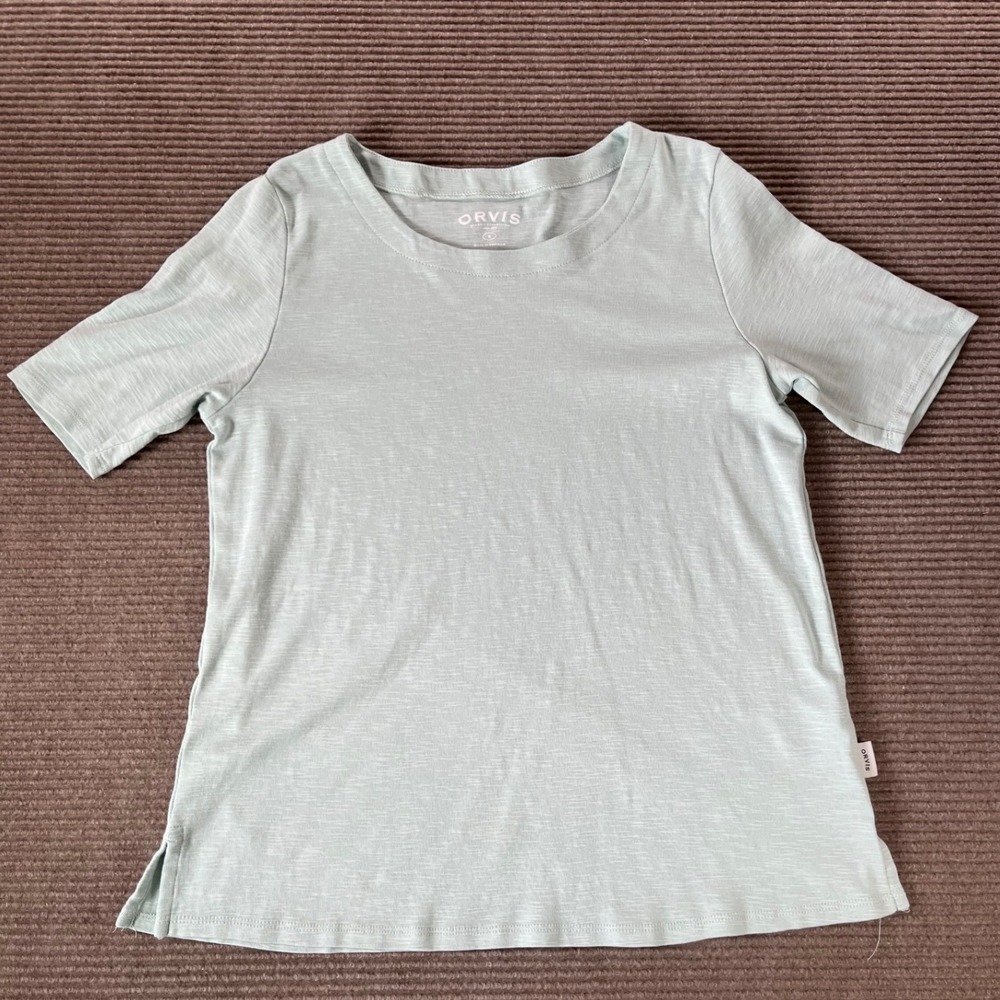 Orvis Womens Mint Green 100% Pima Cotton Slub Knit Short Sleeve T-Shirt Size S